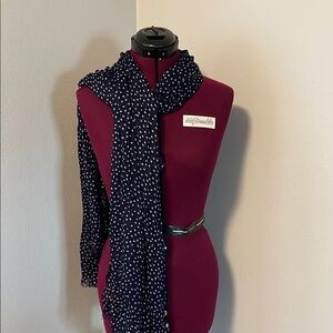 Banana Republic Elegant Navy Polka Dot Scarf NWT
